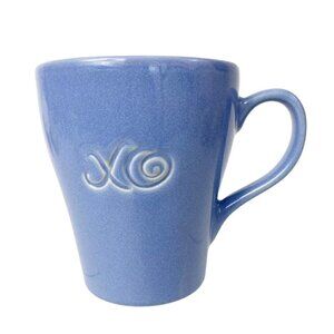 STARBUCKS Coffee XO Embossed Mug periwinkle Blue 2006 Cup 15 oz Hugs Kisses